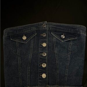 Dark Denim Button-Up Corset Top